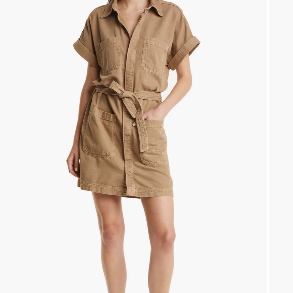 Tan Shirt Dress with Belt